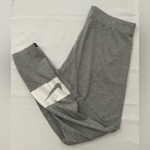Nike Gray Leggings with White Swoosh Panel